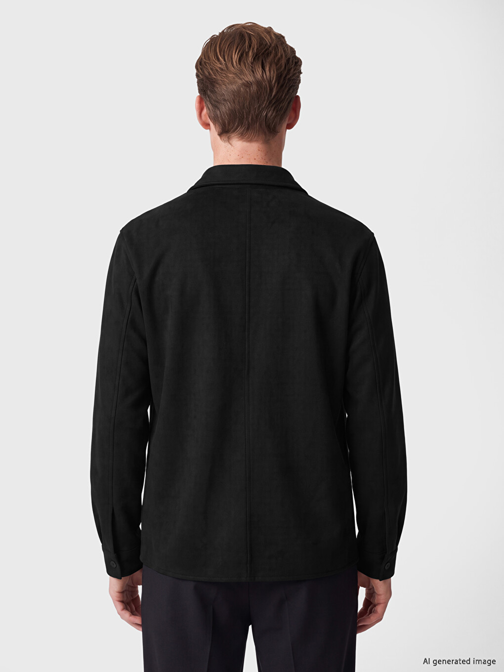 Regular Fit Shirt Collar Suede Men's Jacket-3