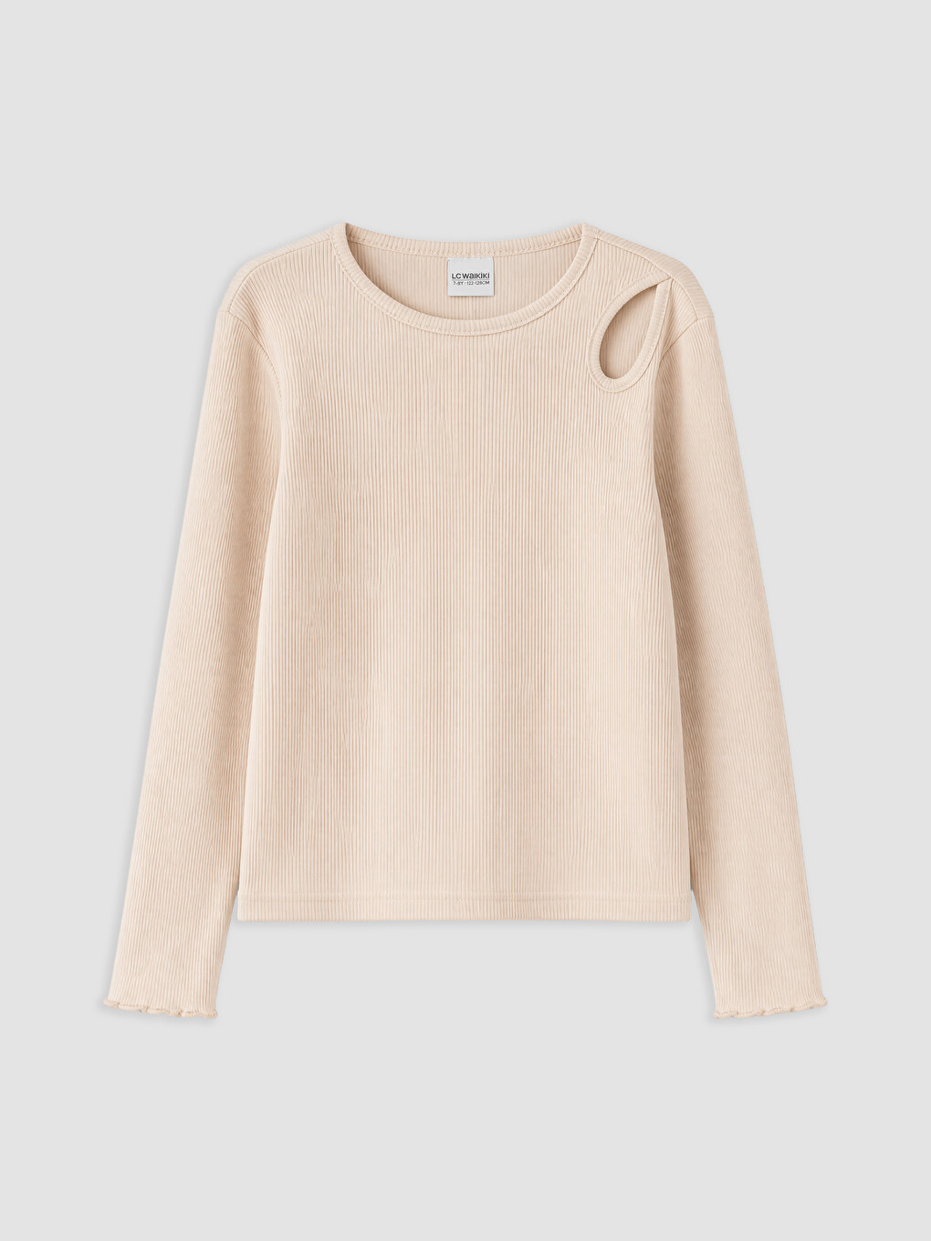 Crew Neck Window Detailed Girls' T-shirt