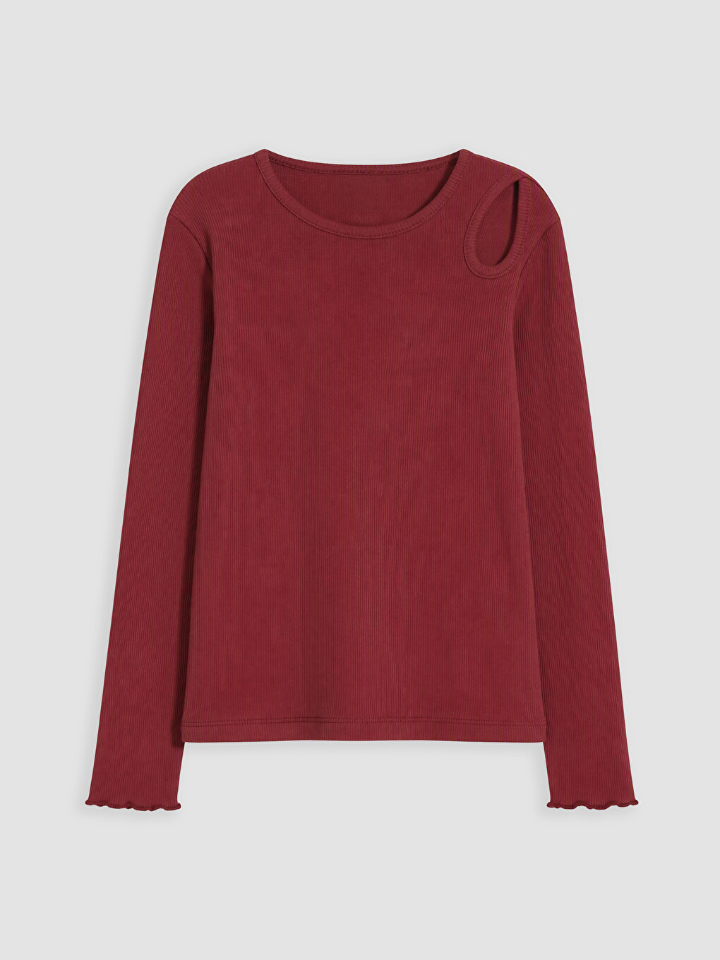 Crew Neck Window Detailed Girls' T-shirt