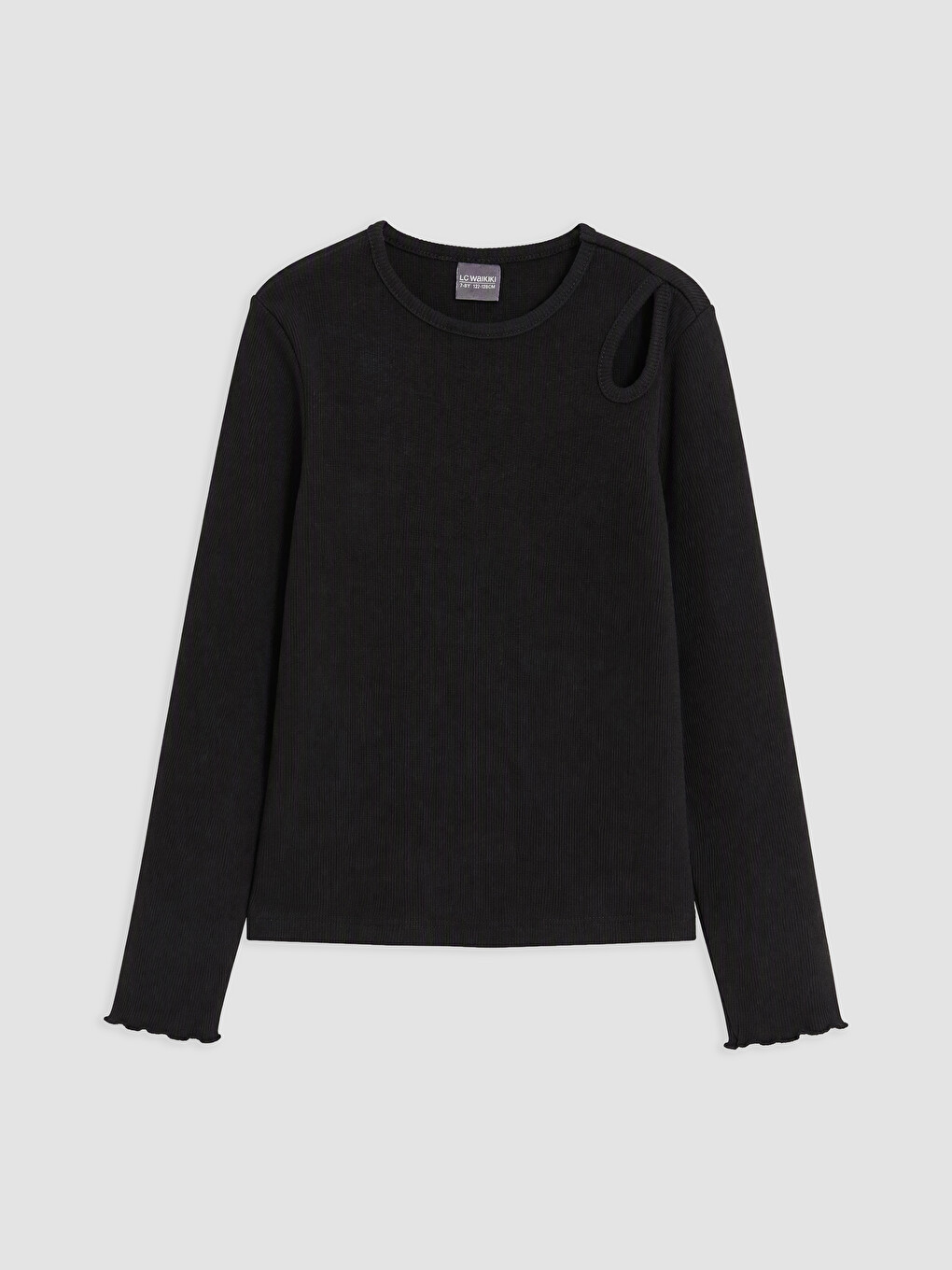 Crew Neck Window Detailed Girls' T-shirt