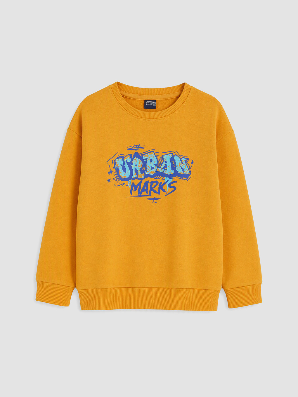 Sarı Baskılı Erkek Çocuk Kalın Sweatshirt