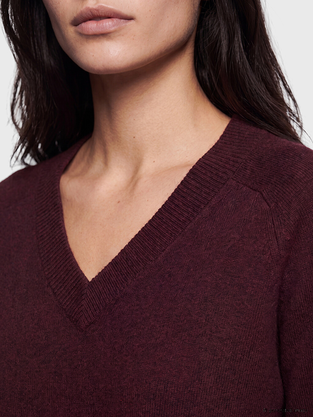 V Neck Wool Blended Women's Knitwear Sweater-2