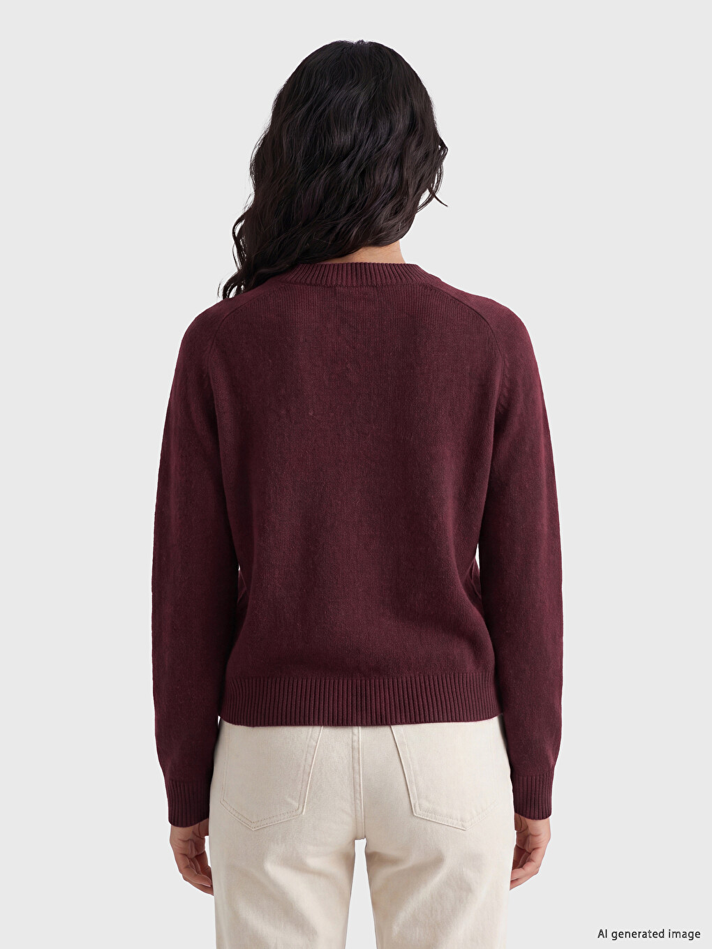 V Neck Wool Blended Women's Knitwear Sweater-3