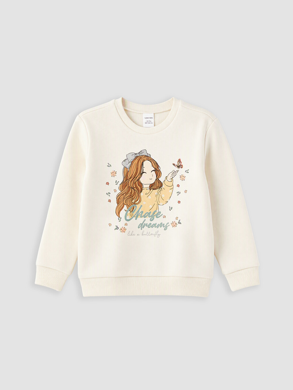 Ekru Baskılı Kız Çocuk Kalın Sweatshirt 2'li-4