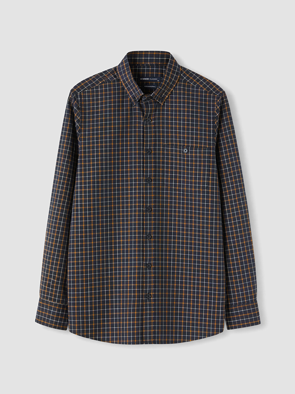 Sarı Regular Fit Ekose Gabardin Erkek Gömlek