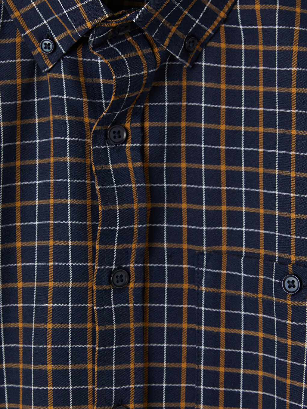 Sarı Regular Fit Ekose Gabardin Erkek Gömlek-1