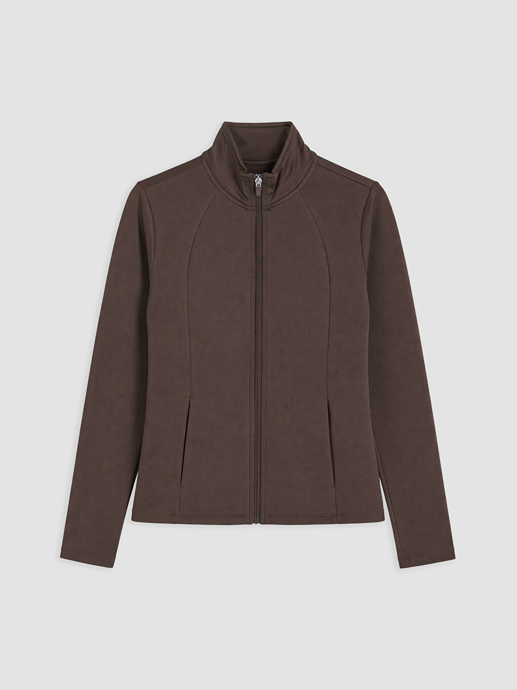 Woman Brown Zip-up Sweatshirt-4