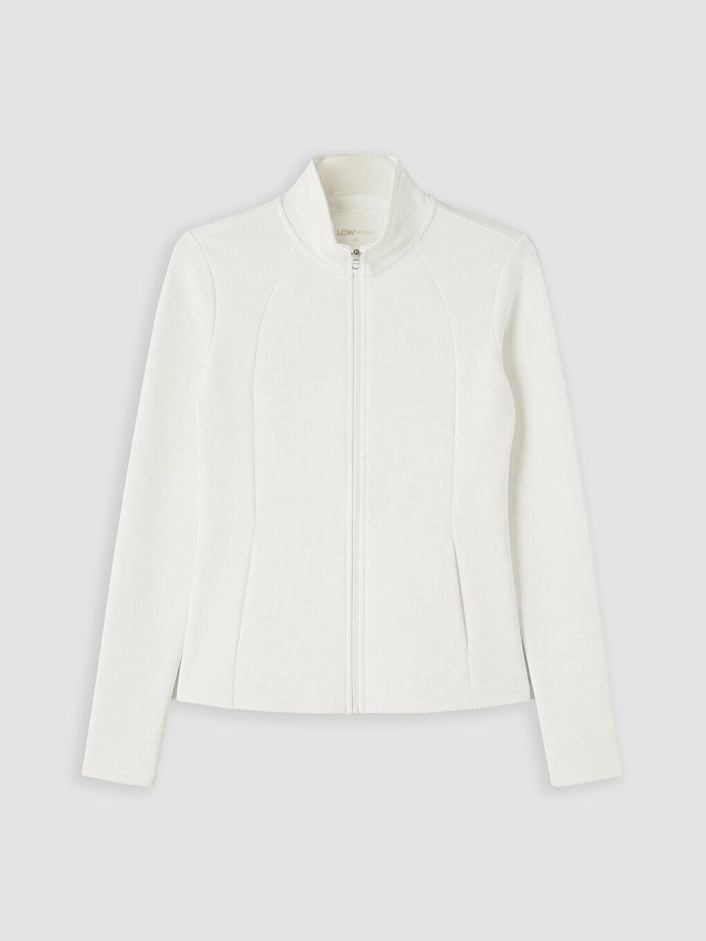 Woman White Zip-up Sweatshirt-4