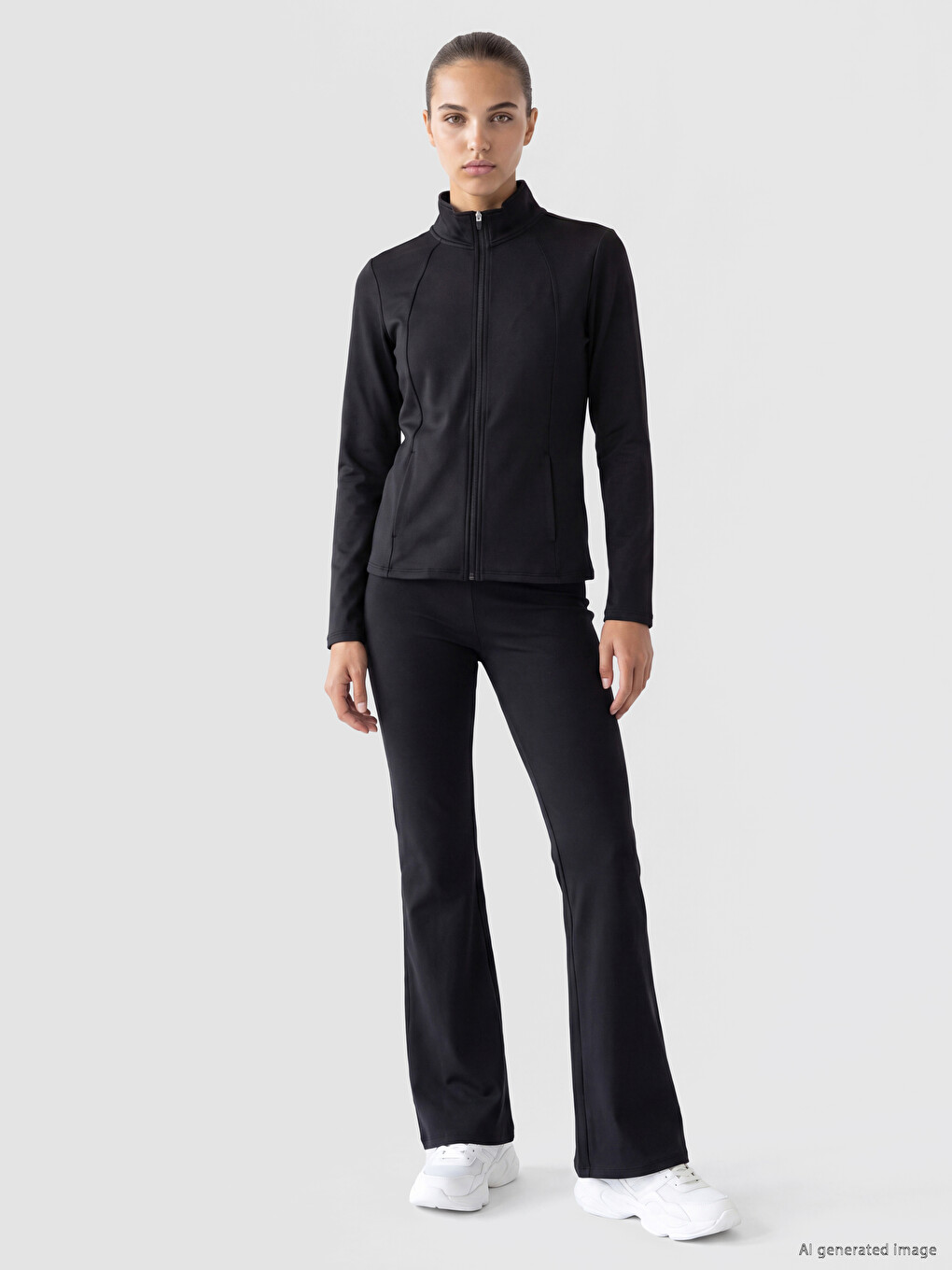 Woman Black Zip-up Sweatshirt-1