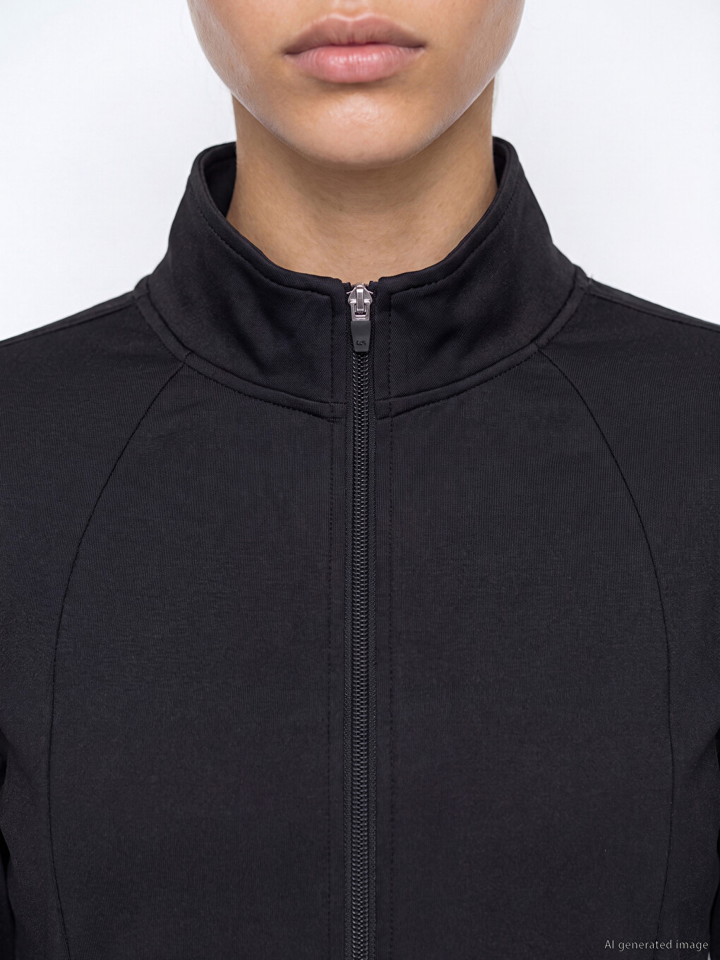 Woman Black Zip-up Sweatshirt-2