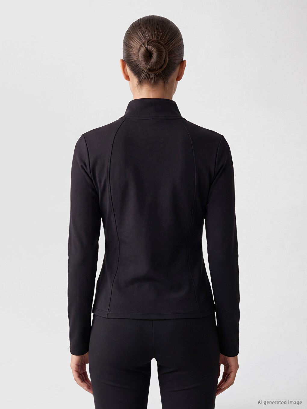 Woman Black Zip-up Sweatshirt-3