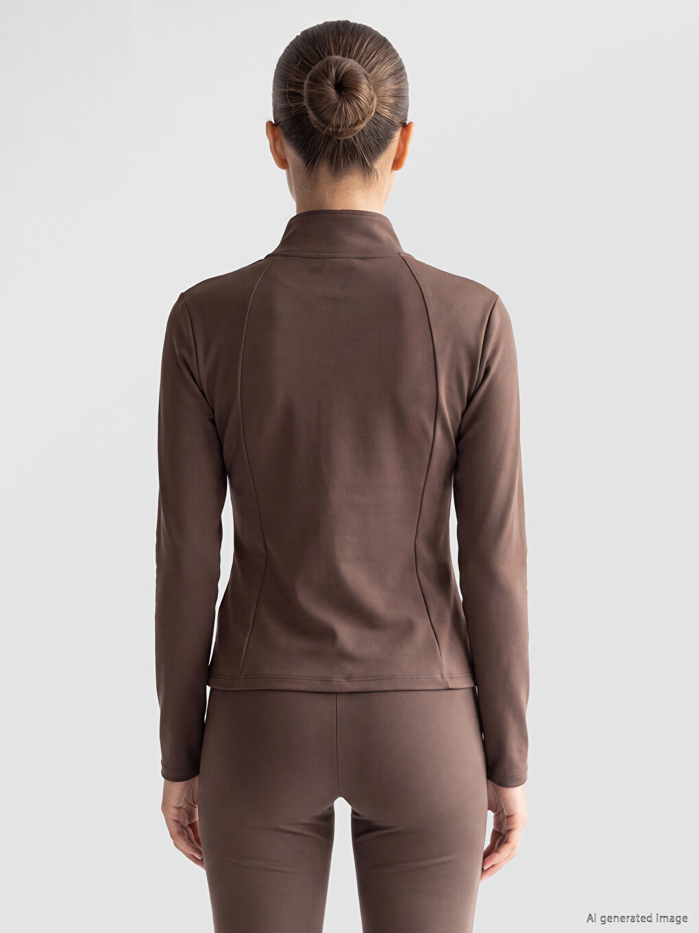 Woman Brown Zip-up Sweatshirt-3