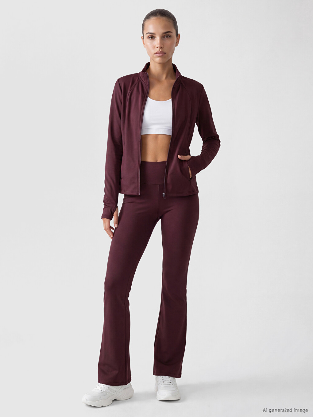 Woman Plum Zip-up Sweatshirt-1