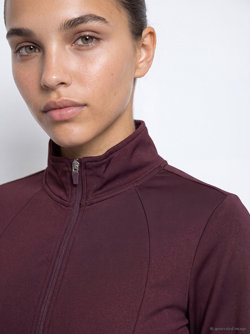 Woman Plum Zip-up Sweatshirt-2