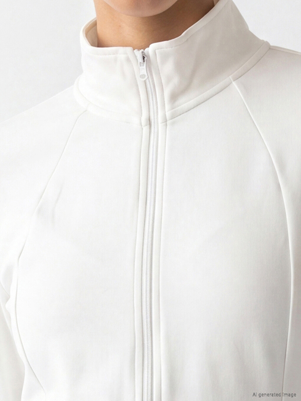 Woman White Zip-up Sweatshirt-2