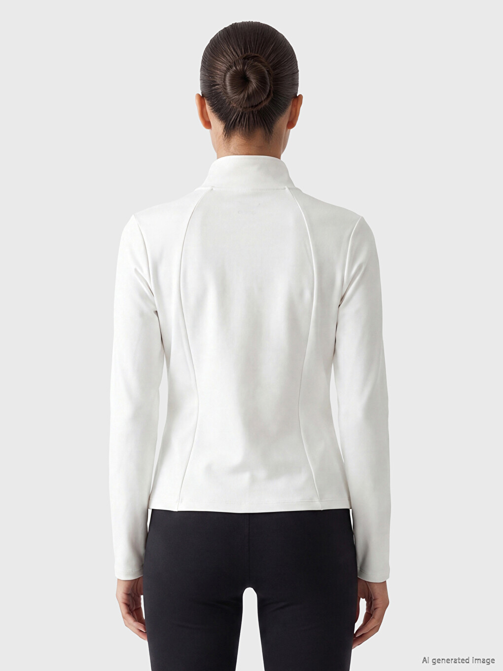 Woman White Zip-up Sweatshirt-3