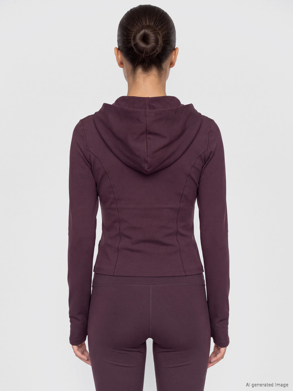 Mürdüm Parmak Geçmeli Kadın Fermuarlı Sweatshirt-3