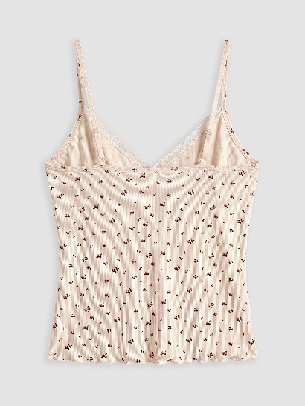 Ekru İp Askılı Çiçekli Kadın Şortlu Pijama Takımı-3