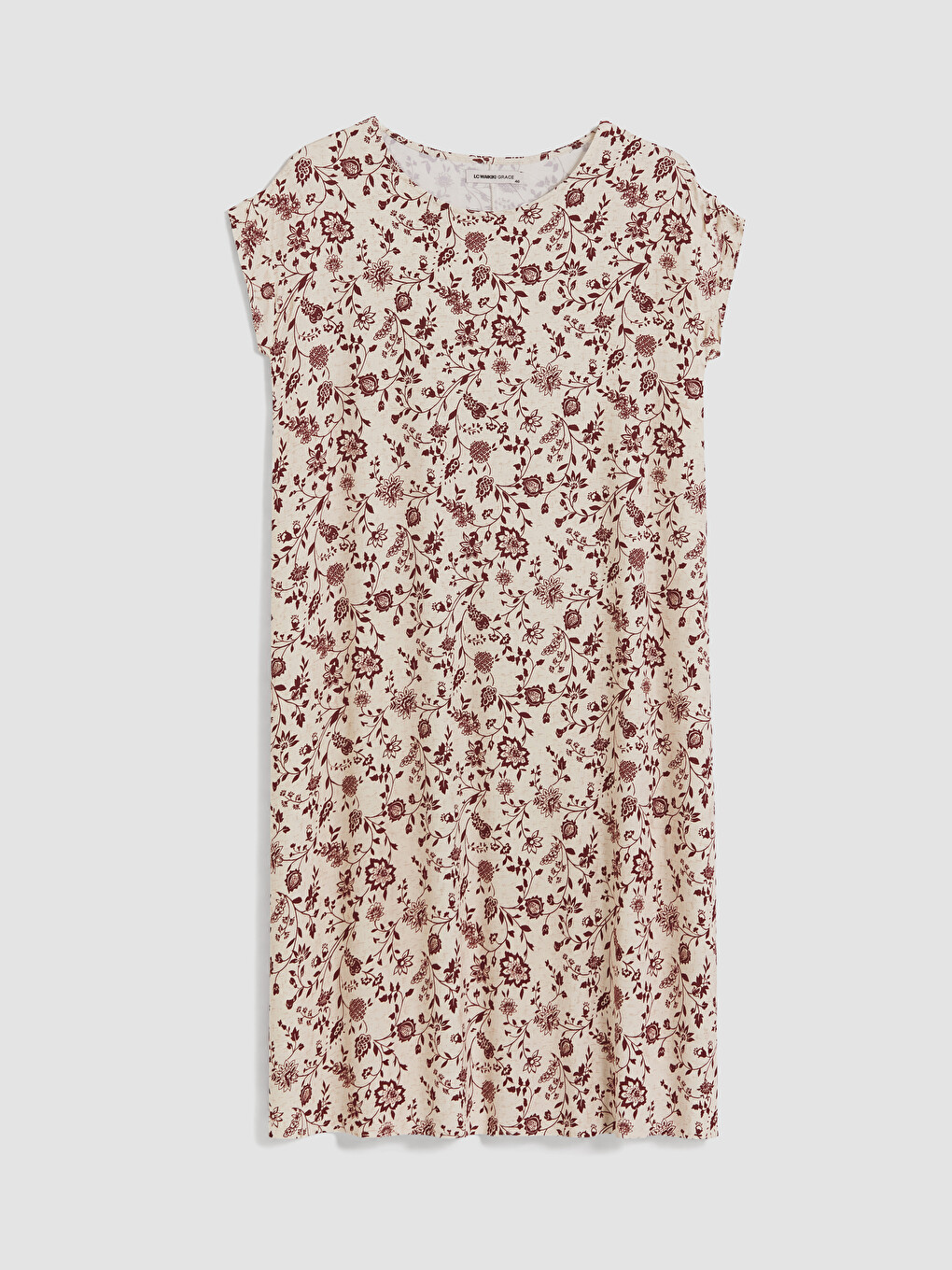 Crew Neck Flower Patterned Dress-4