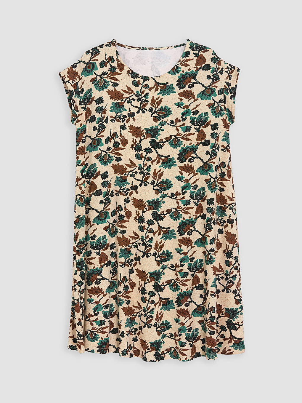 Crew Neck Floral Dress-4