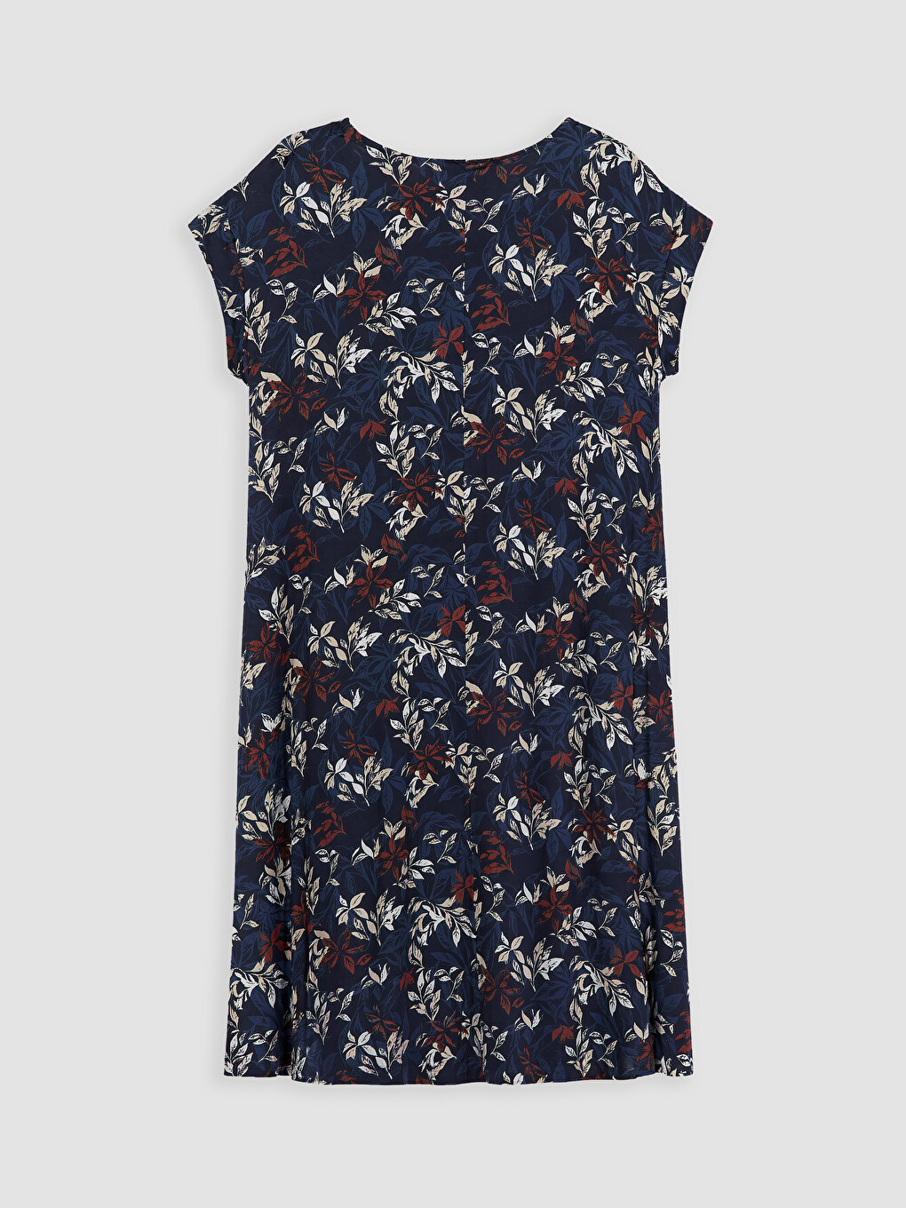 Crew Neck Leaf Patterned Dress-6