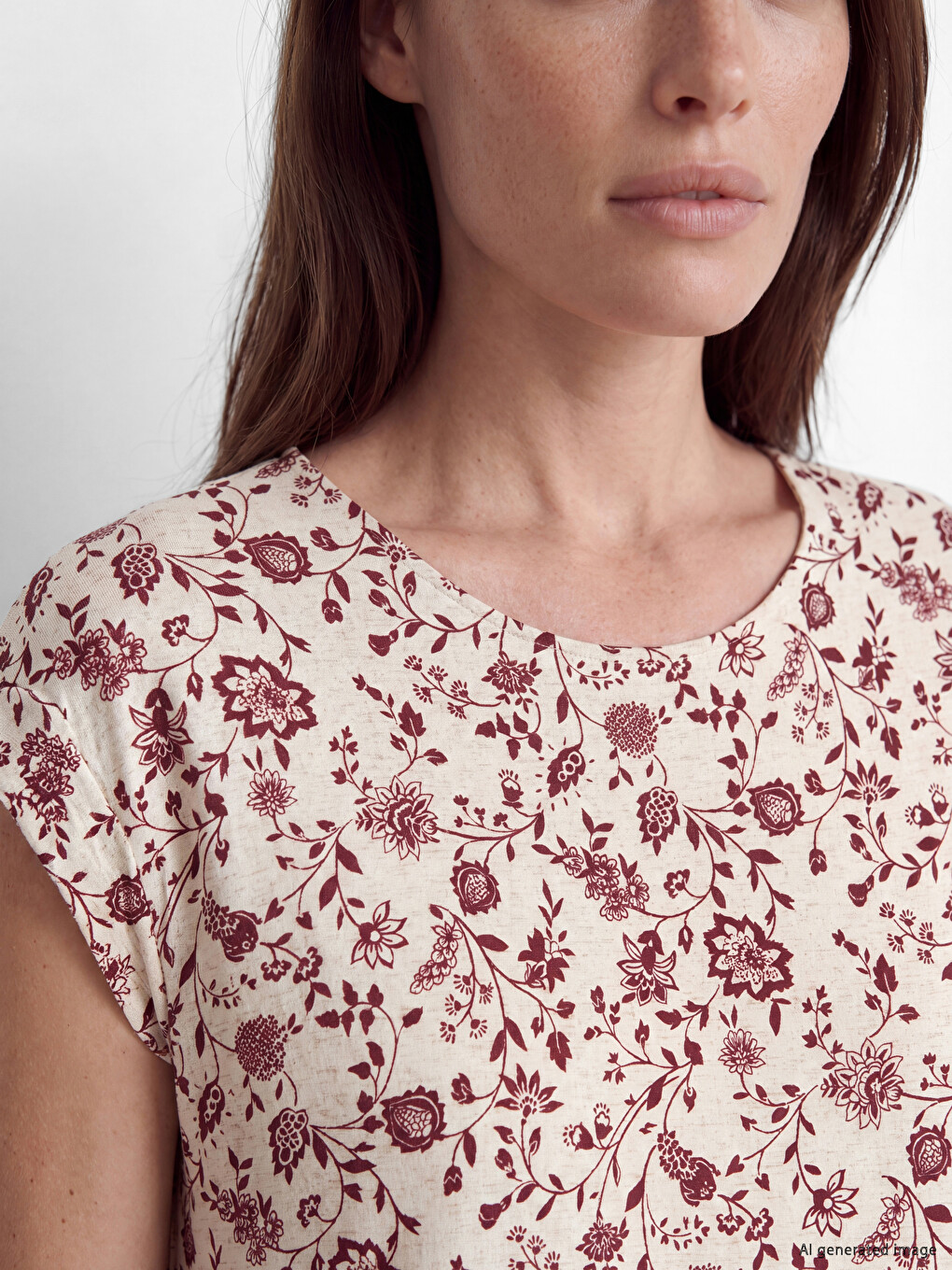 Crew Neck Flower Patterned Dress-2
