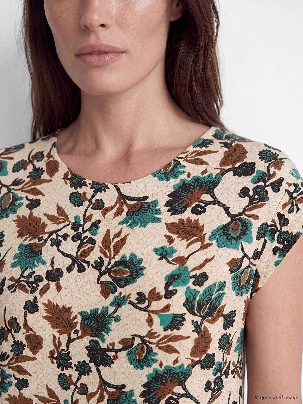Crew Neck Floral Dress-2