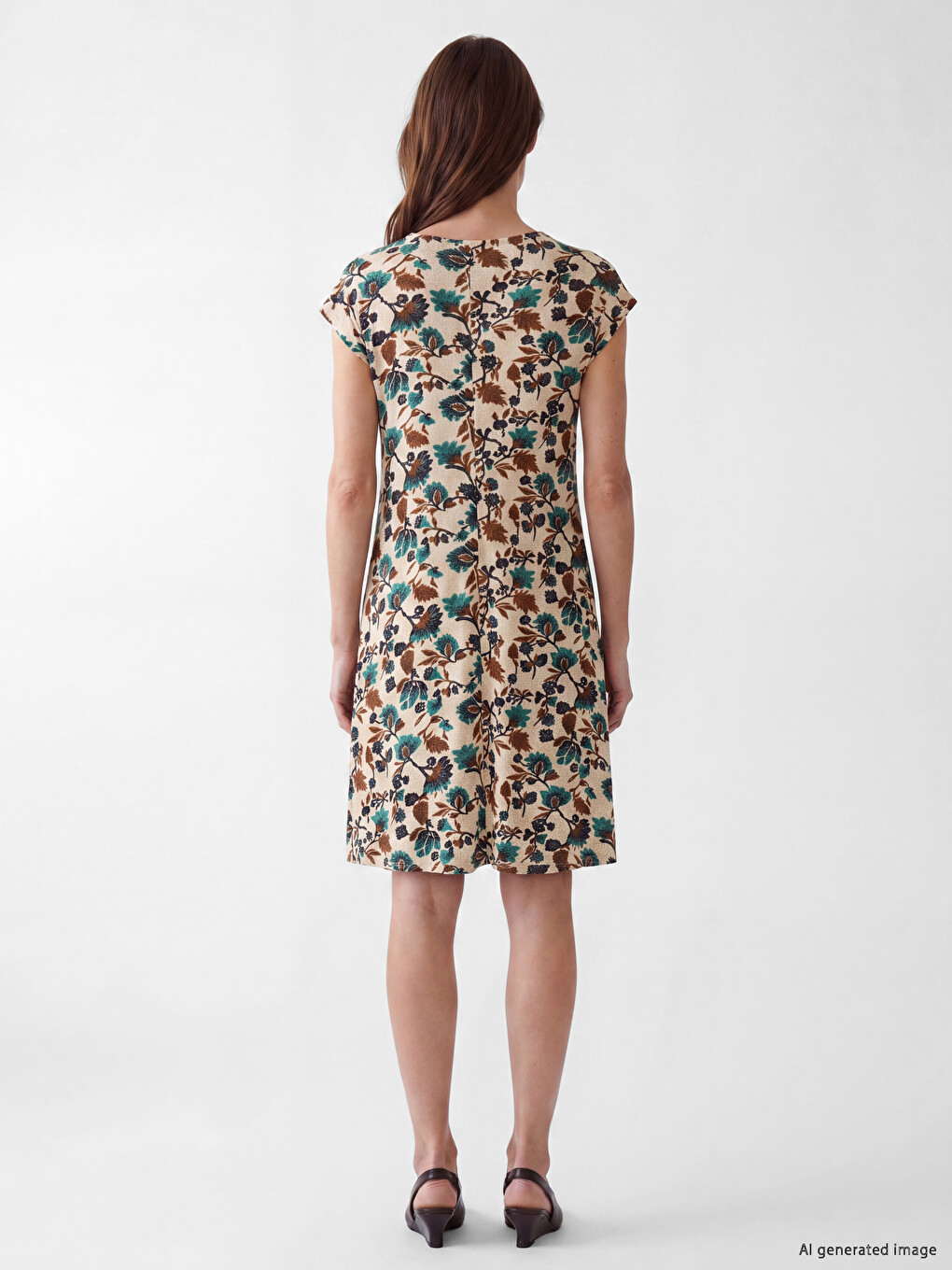 Crew Neck Floral Dress-3