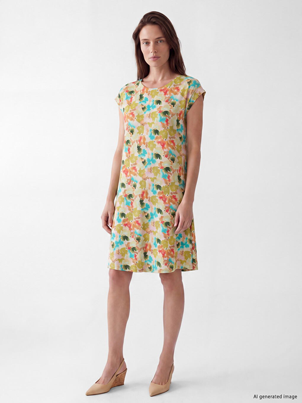 Crew Neck Printed Mini Dress