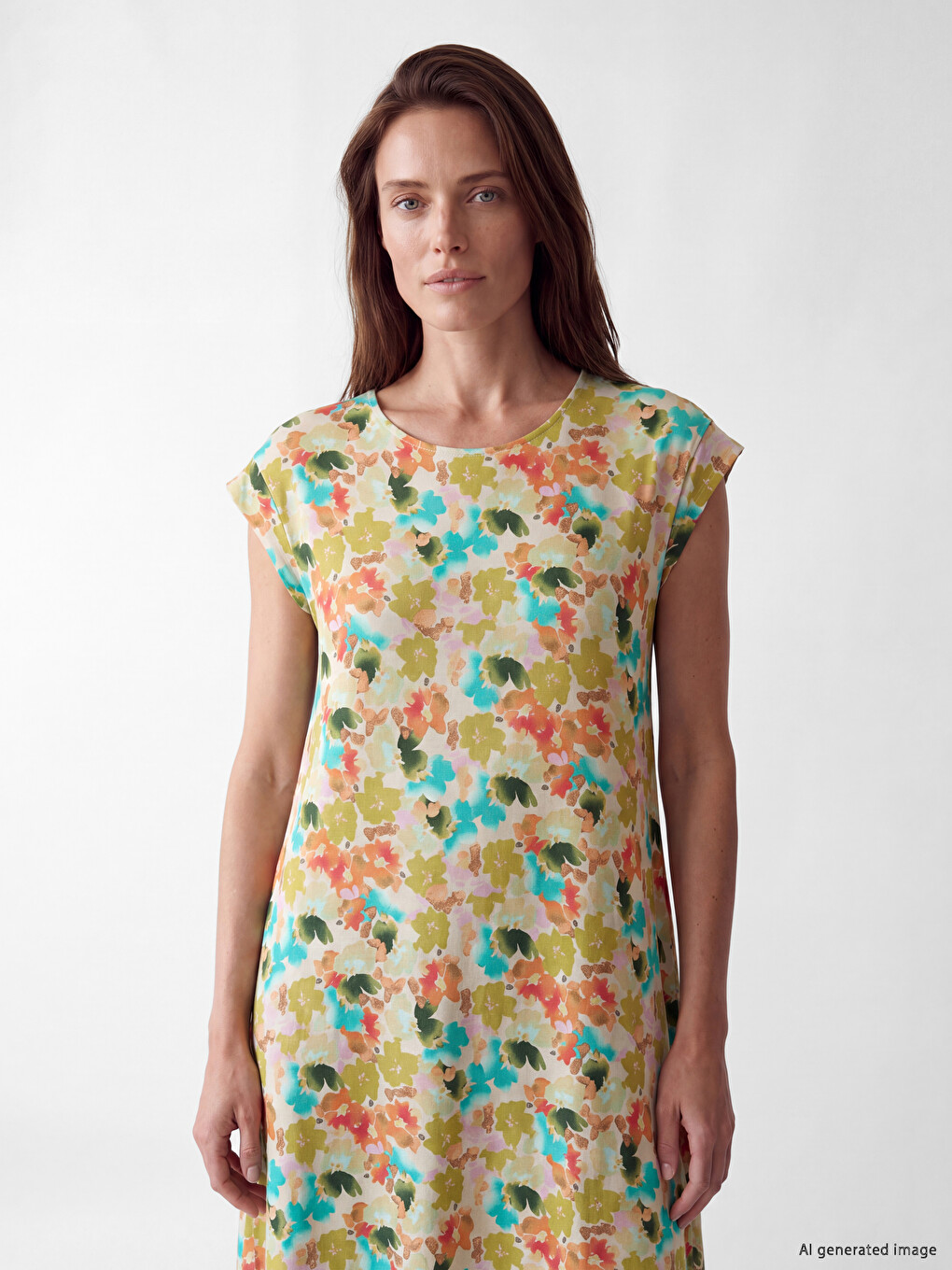 Crew Neck Printed Mini Dress-1