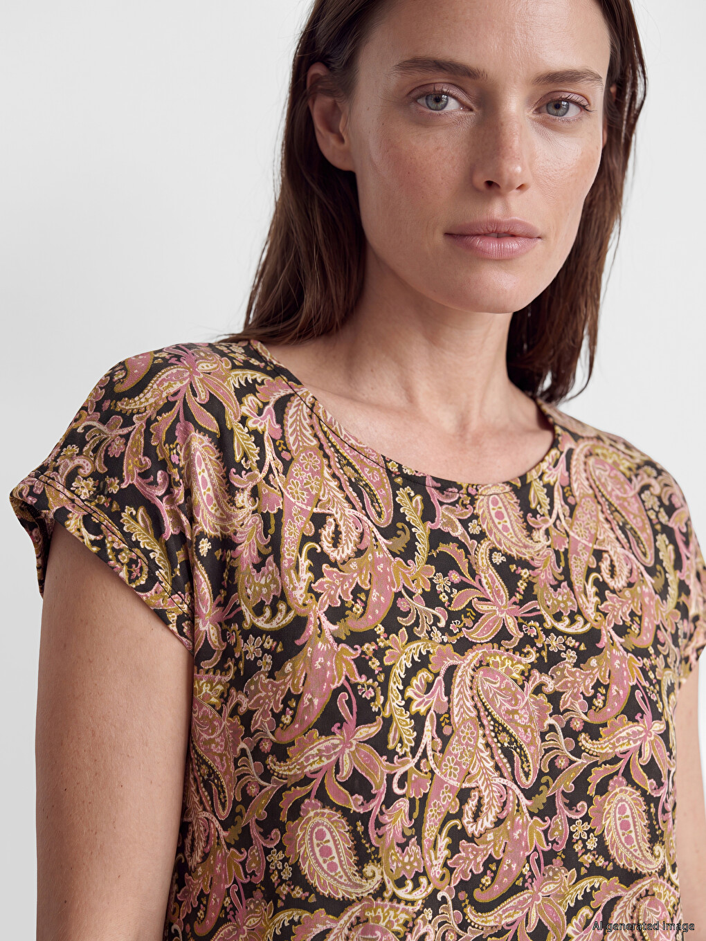 Crew Neck Patterned Dress-2