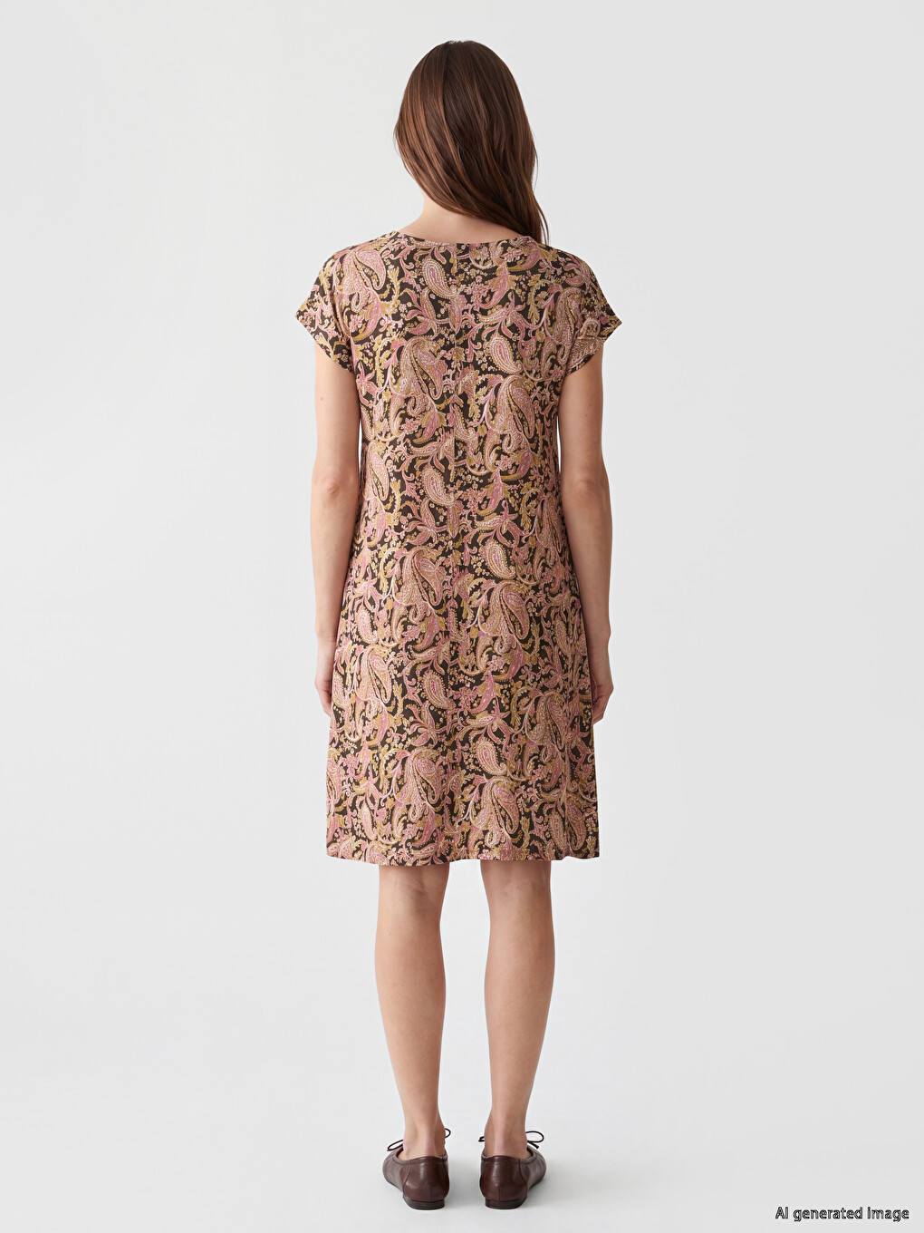 Crew Neck Patterned Dress-3