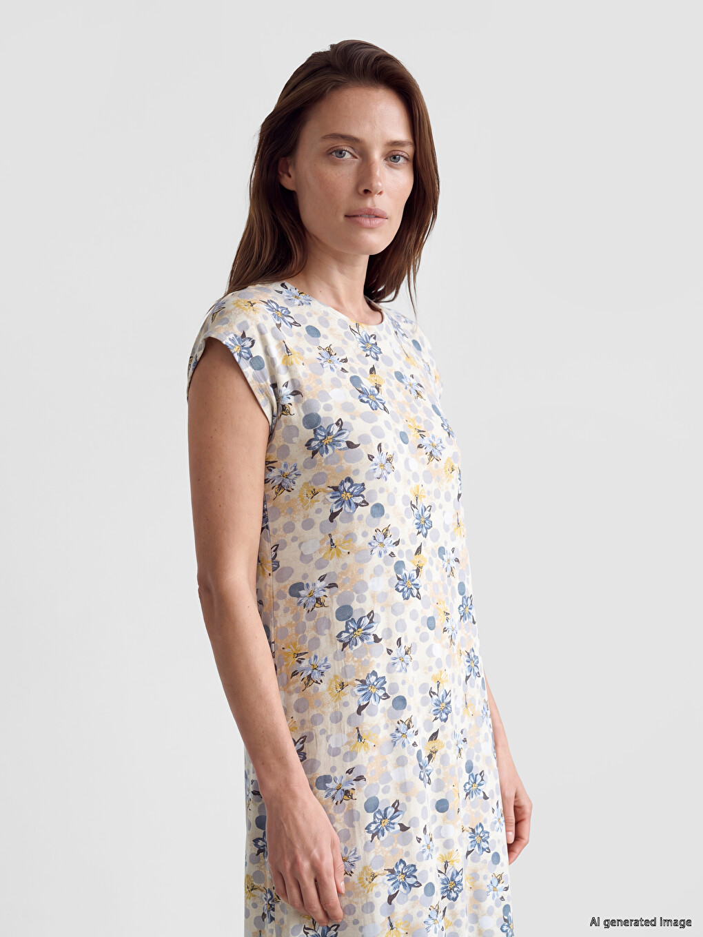 Crew Neck Floral Dress-1