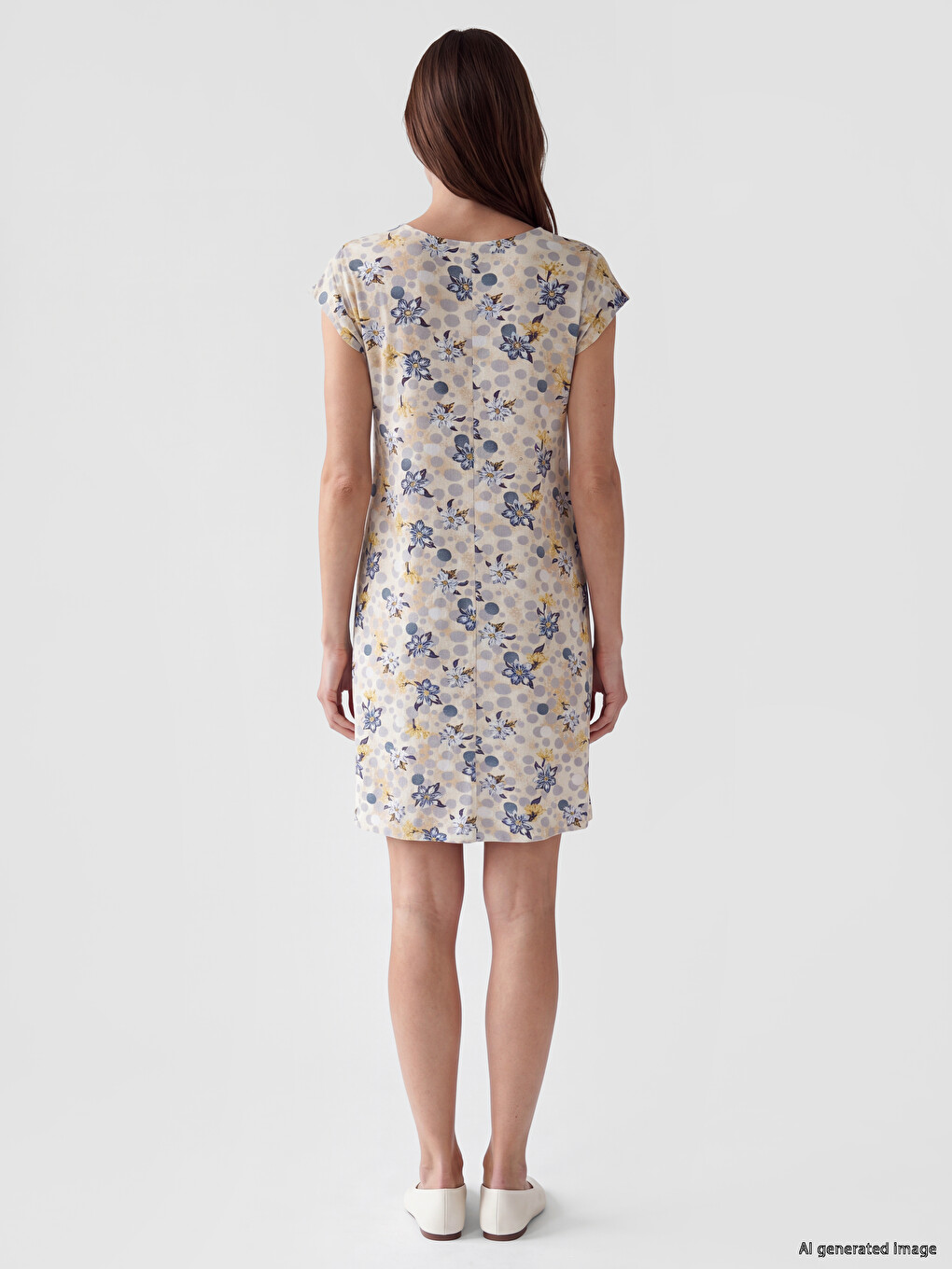 Crew Neck Floral Dress-3