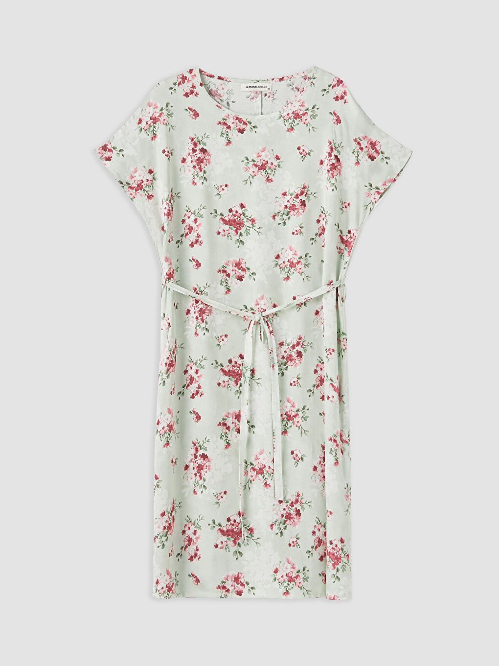 Crew Neck Floral Sash Dress-4