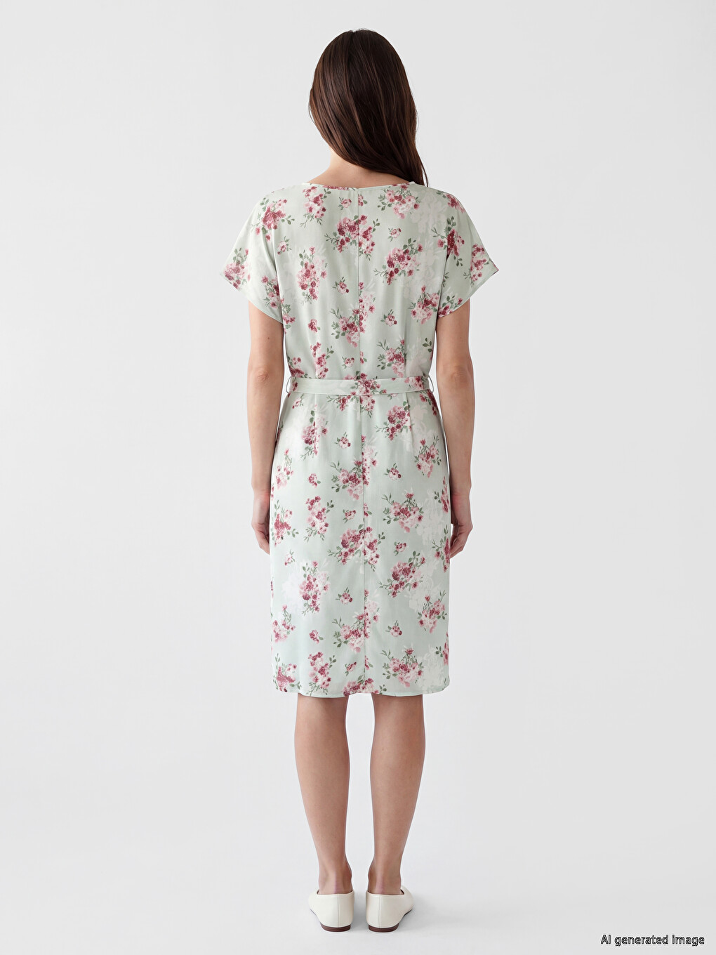 Crew Neck Floral Sash Dress-3