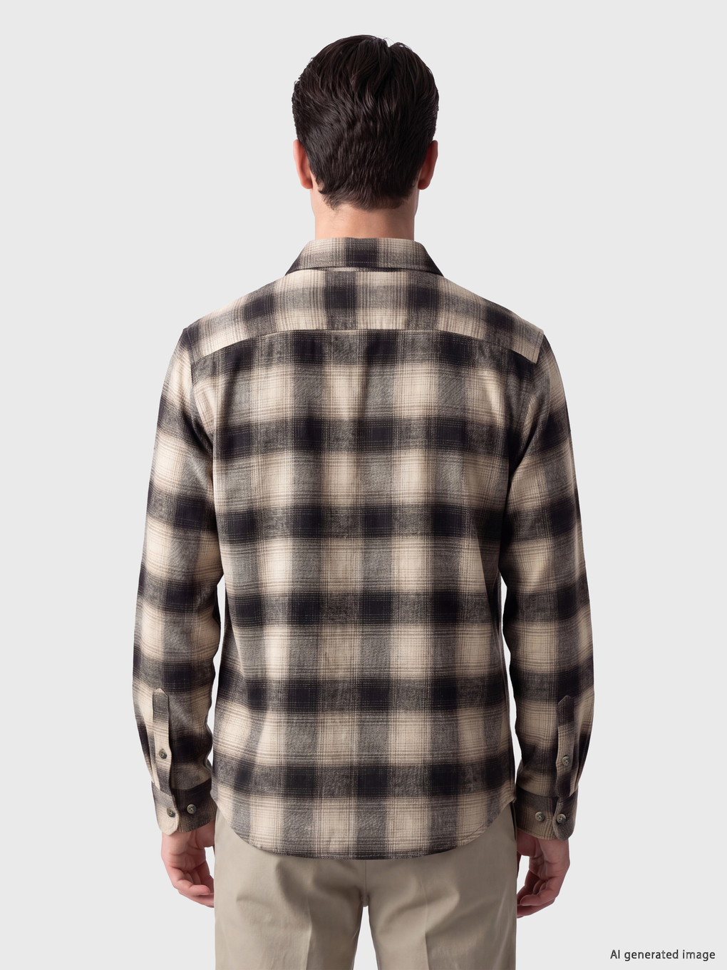 Bej Relax Fit Ekose Gabardin Erkek Gömlek-3