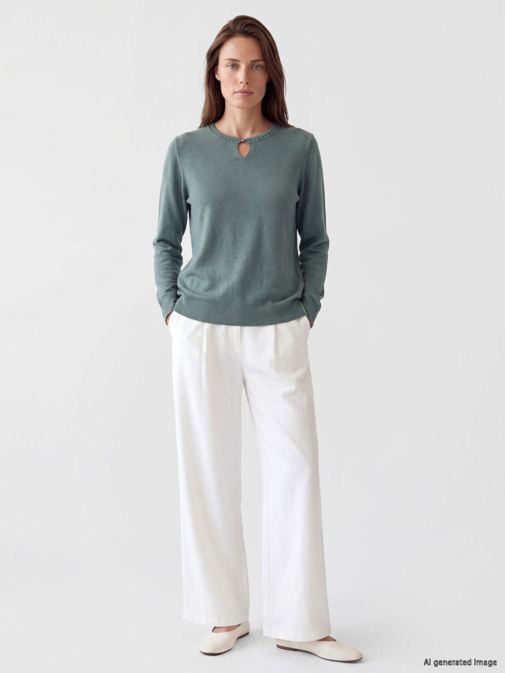 Pulover Tricot Femei Guler Rotund-1