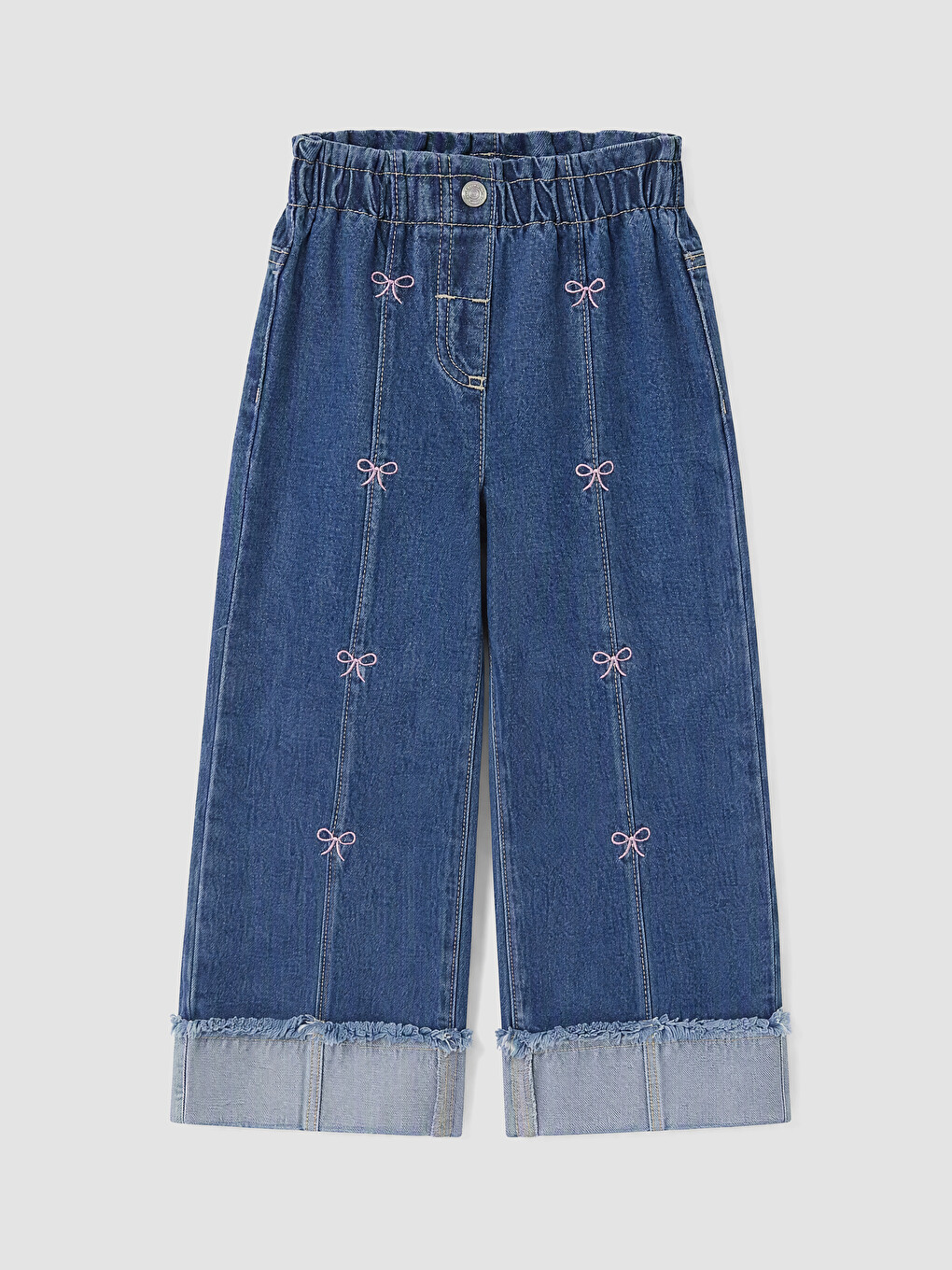 Bow Embroidered Wideleg Girls' Jeans