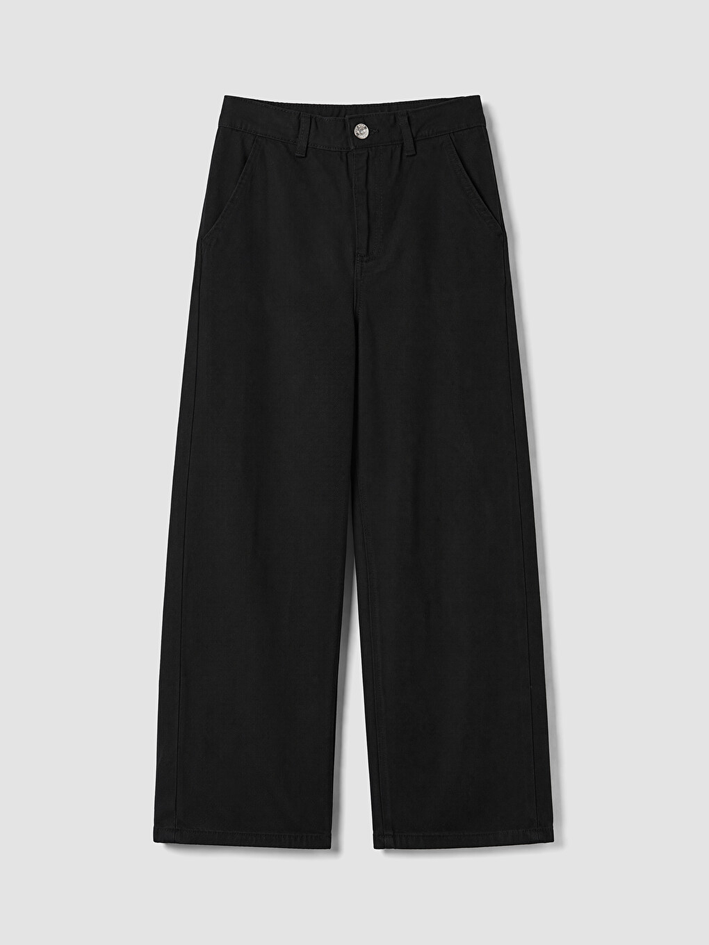 Siyah Regular Fit Kız Çocuk Gabardin Pantolon