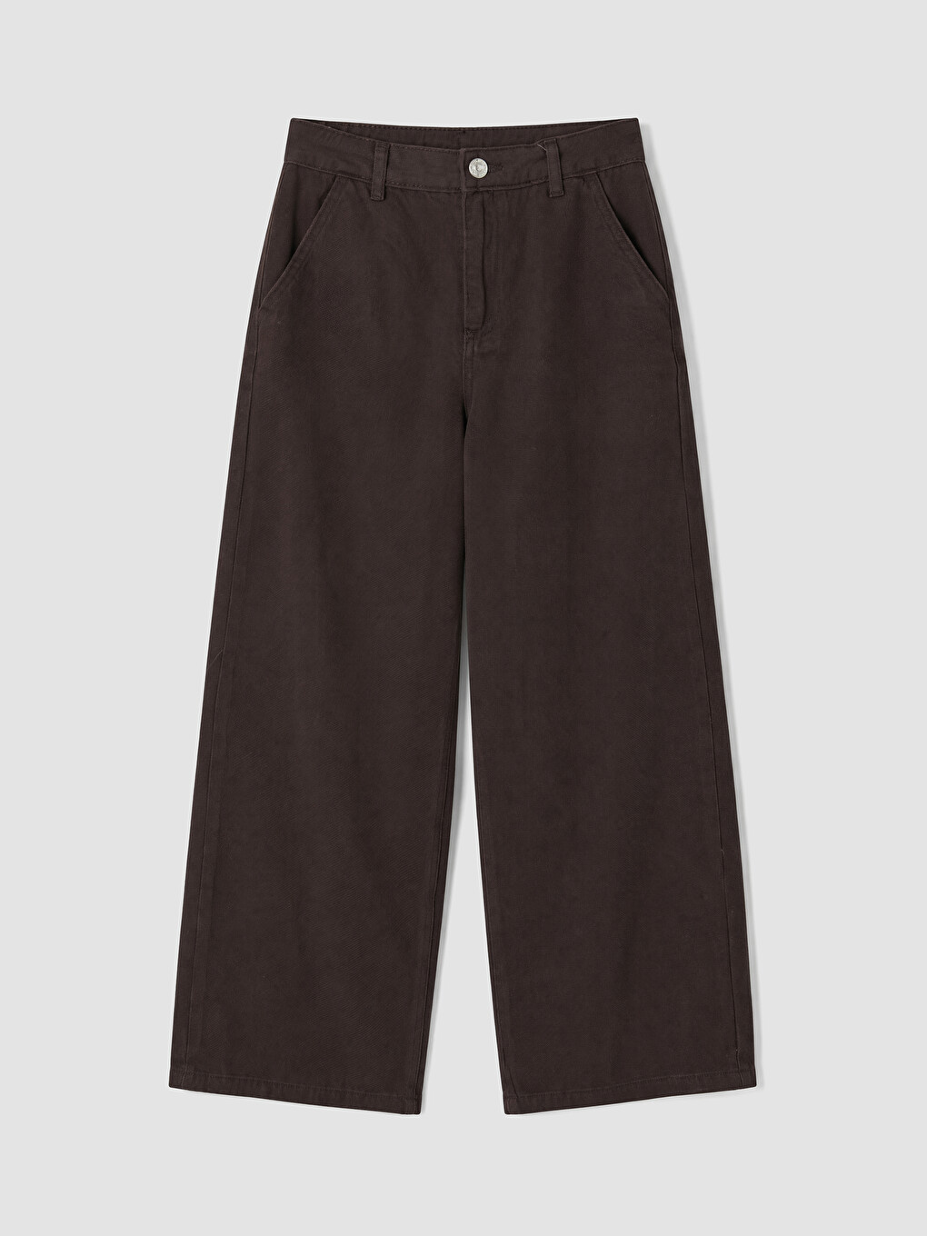 Kahverengi Regular Fit Kız Çocuk Gabardin Pantolon