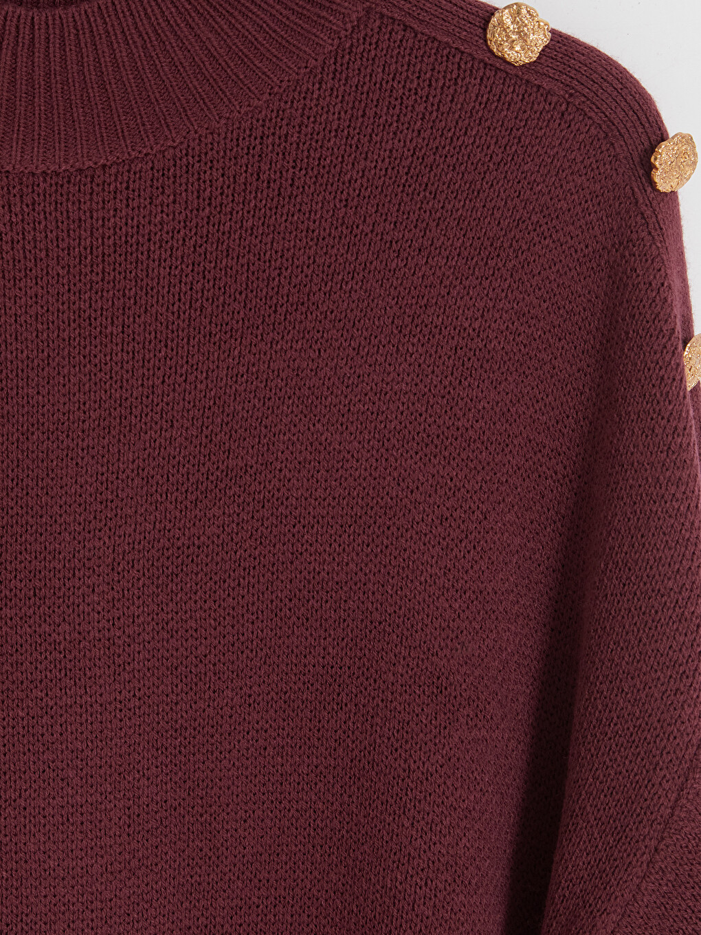 Bordo Dik Yaka Kadın Triko Tunik-5