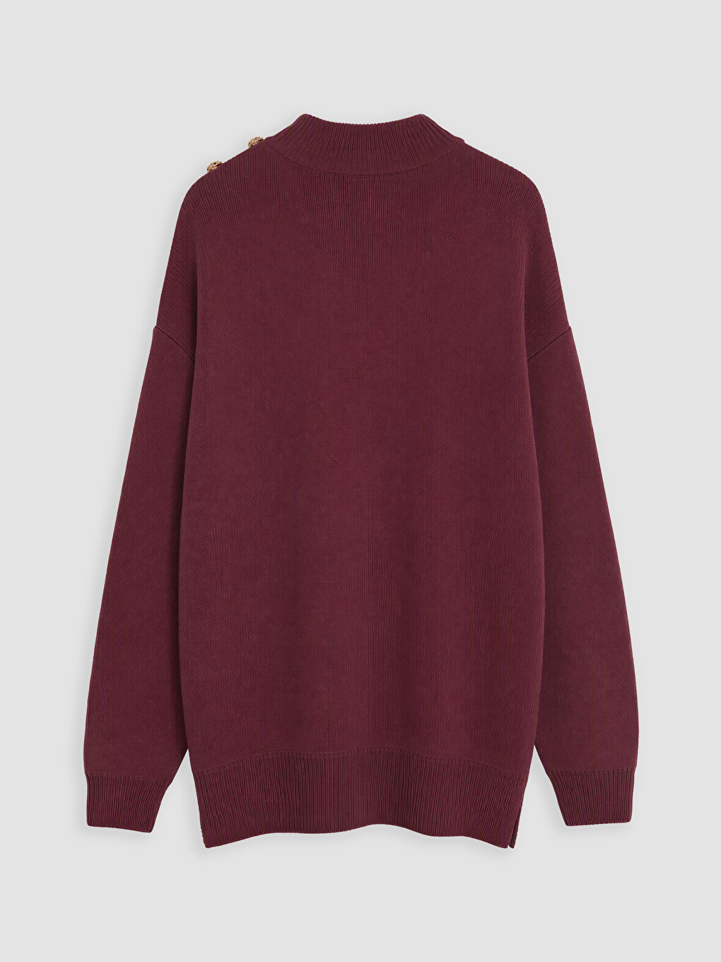 Bordo Dik Yaka Kadın Triko Tunik-6
