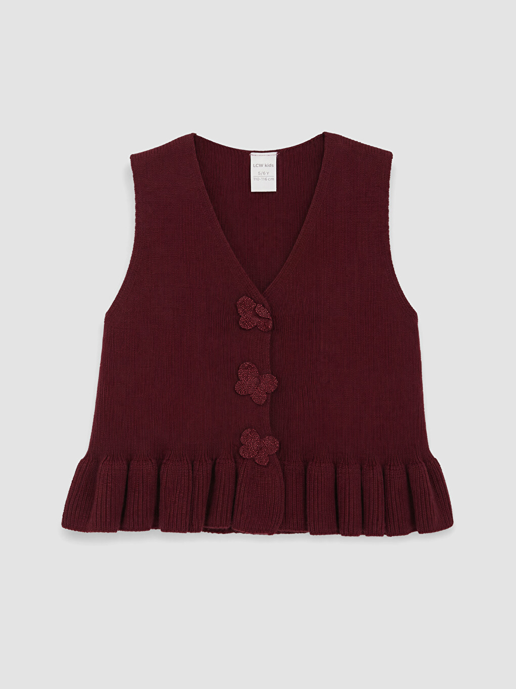 Flower Buttoned Girls' Knitwear Set-1