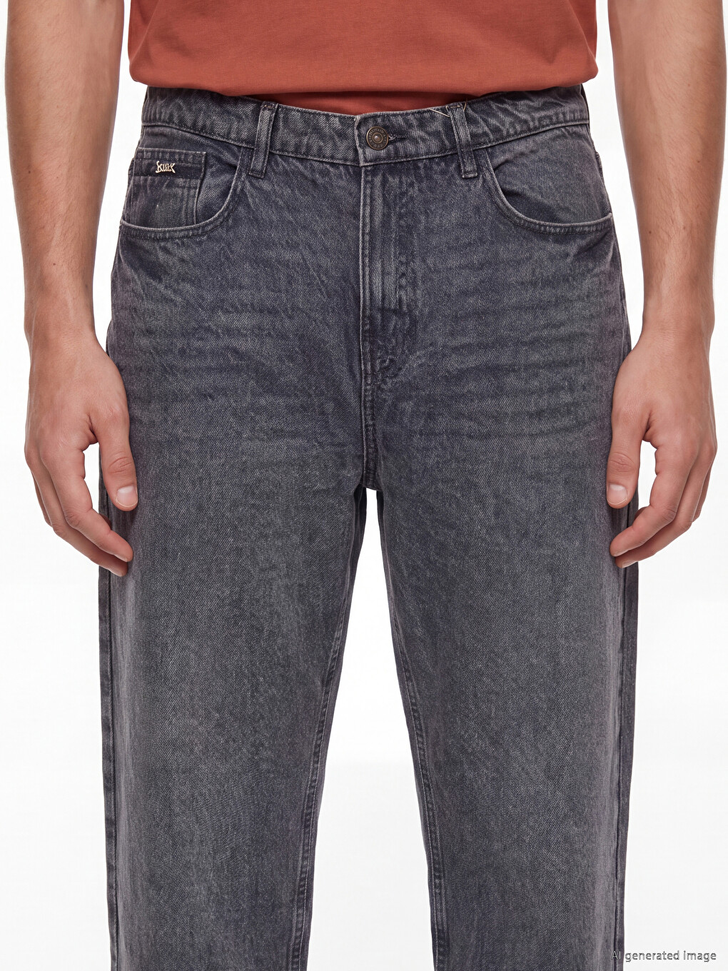 710 Loose Fit Ерлердің Джинсы Шалбары-2