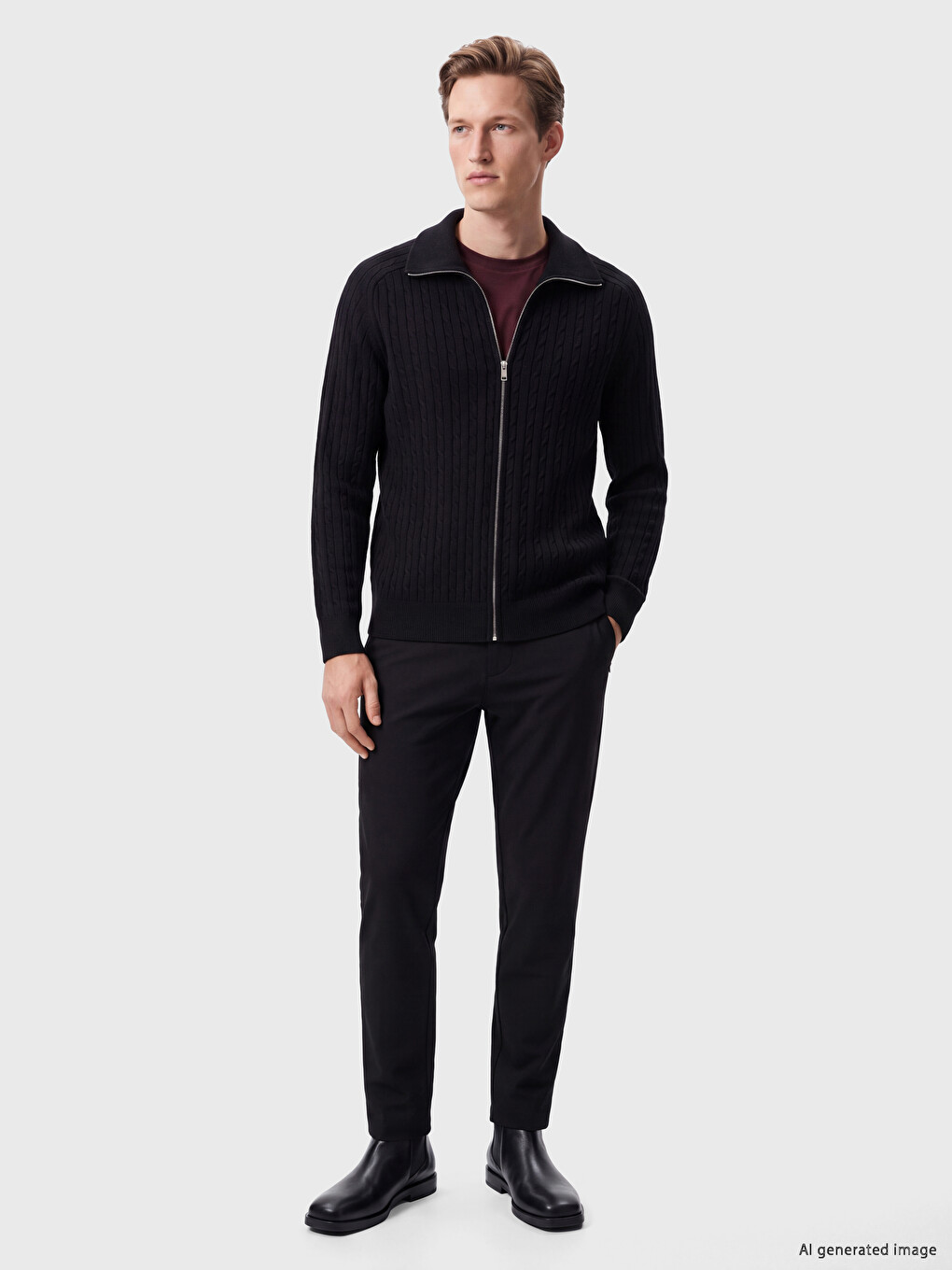 Siyah Regular Fit Erkek Triko Hırka-1