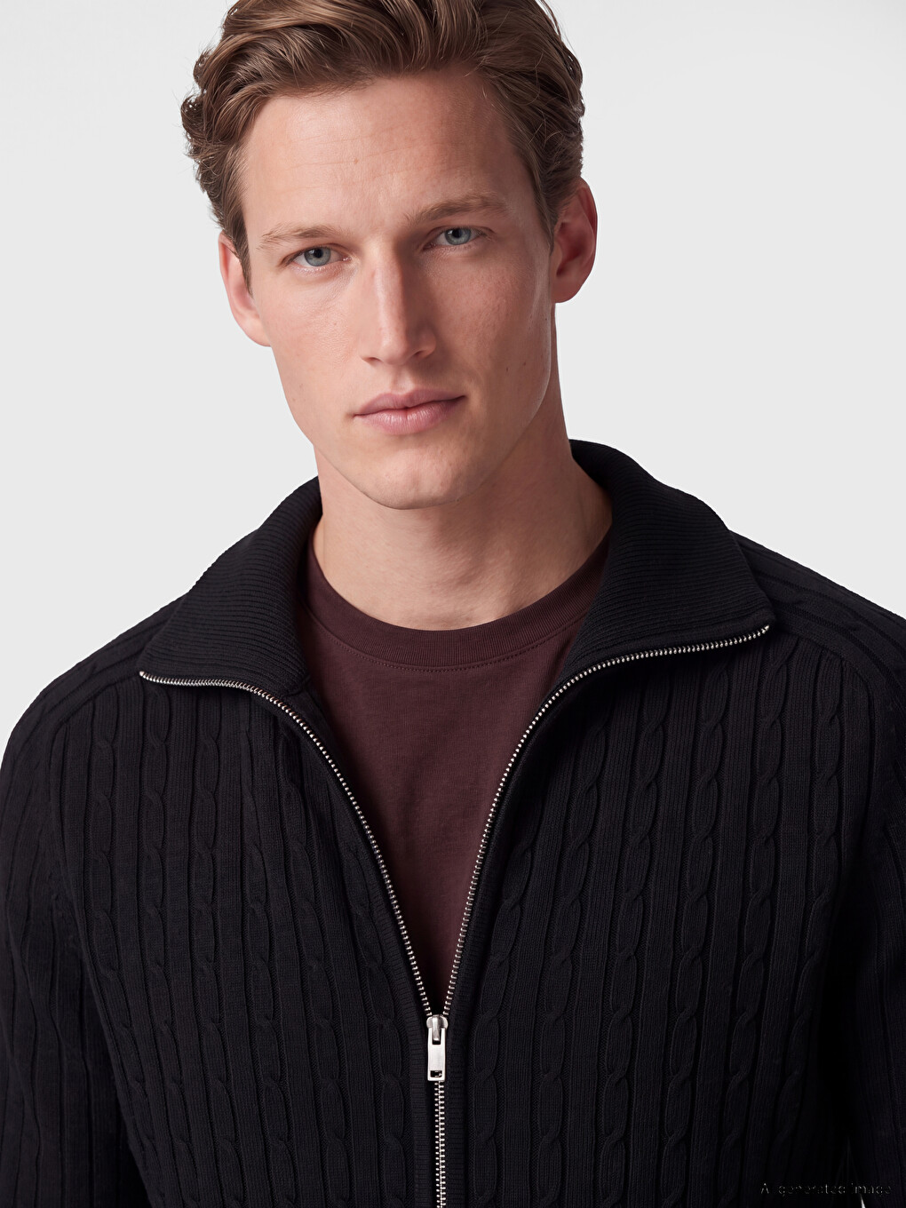 Siyah Regular Fit Erkek Triko Hırka-2