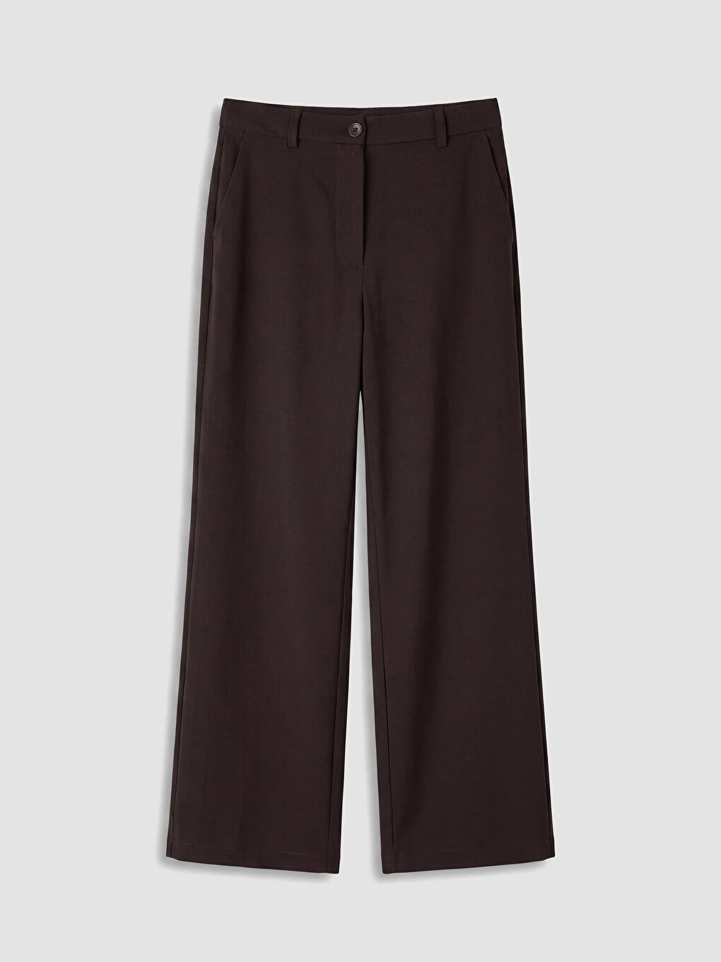 Kahverengi Regular Fit Geniş Paça Kadın Pantolon