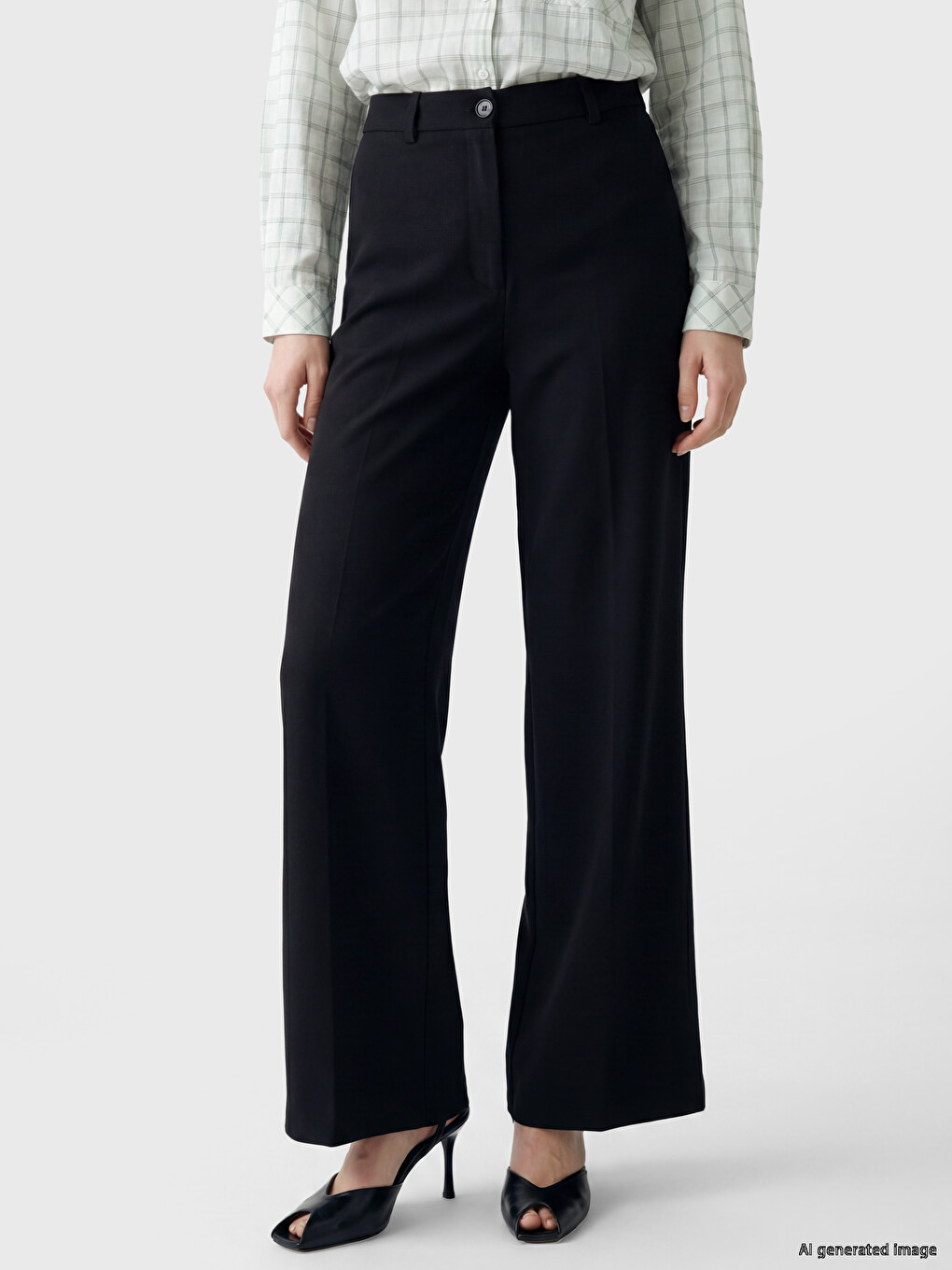 Regular Fit Wide Leg Women's Trousers-1