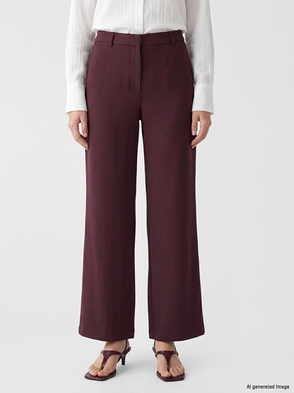 Regular Fit Wide Leg Women's Trousers-1